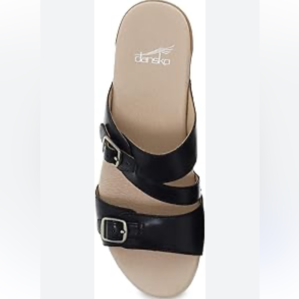 Dansko Karena Real Leather Slide Sandals with Buckle Detail